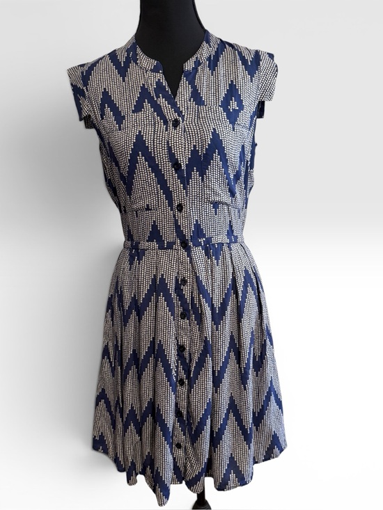 Anthropologie Dresses & Skirts - Anthropologie 11.1 TYLHO Blue Ivory Geometric Button Front Dress Small